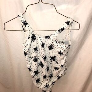 Black and white palm tree swim suit